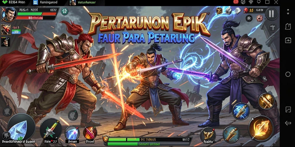 Screenshot utama 8364 memperlihatkan suasana pertarungan yang intens dan grafis yang memukau.