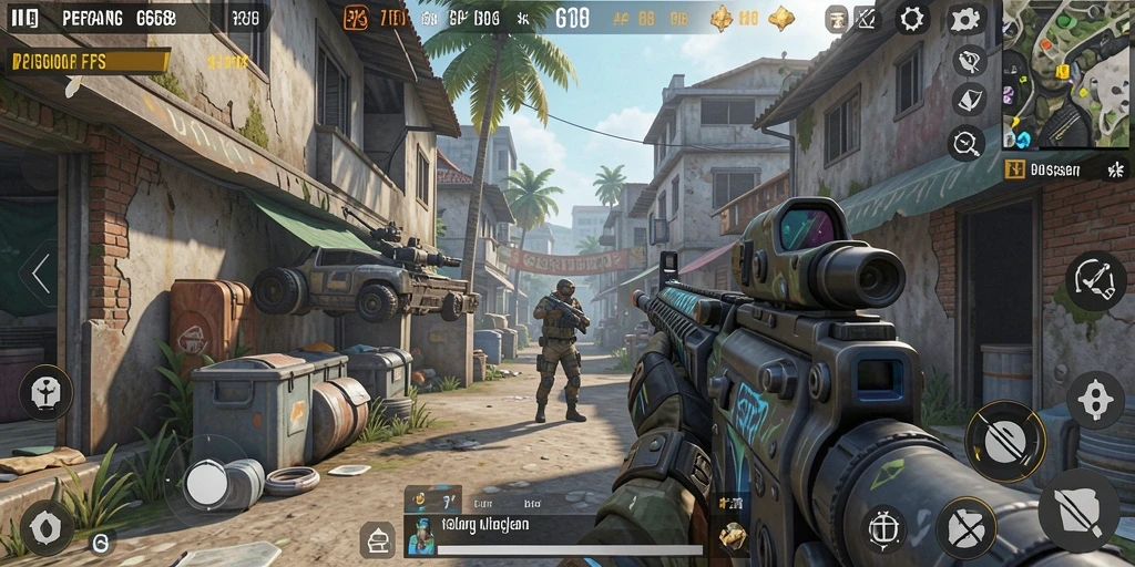 Tampilan menegangkan dari gameplay G668 dengan aksi FPS yang seru.