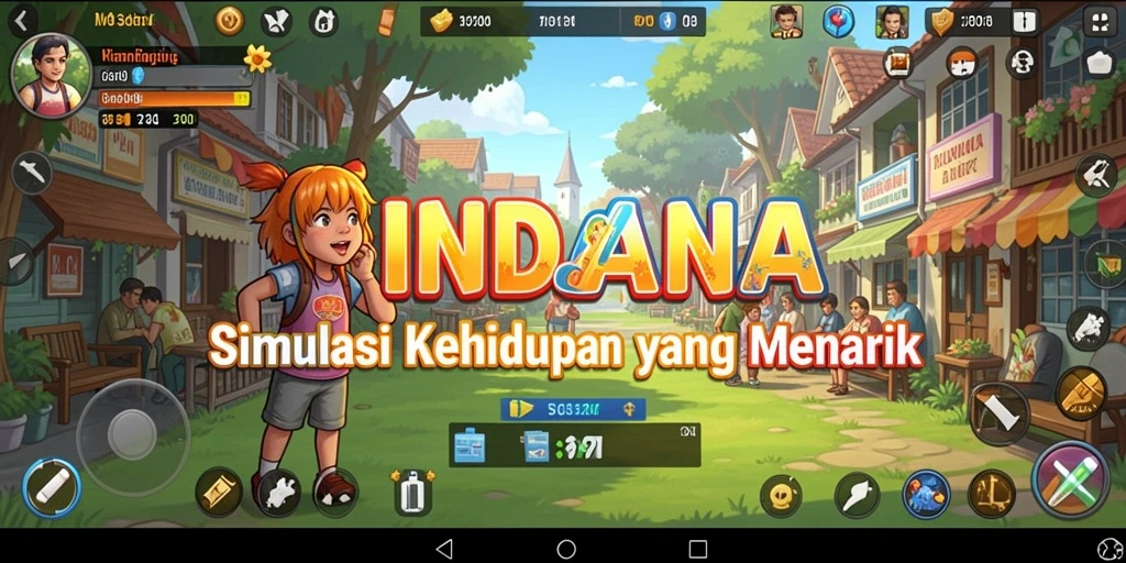 Screenshot gameplay INDAAA menampilkan interaksi karakter dalam simulasi