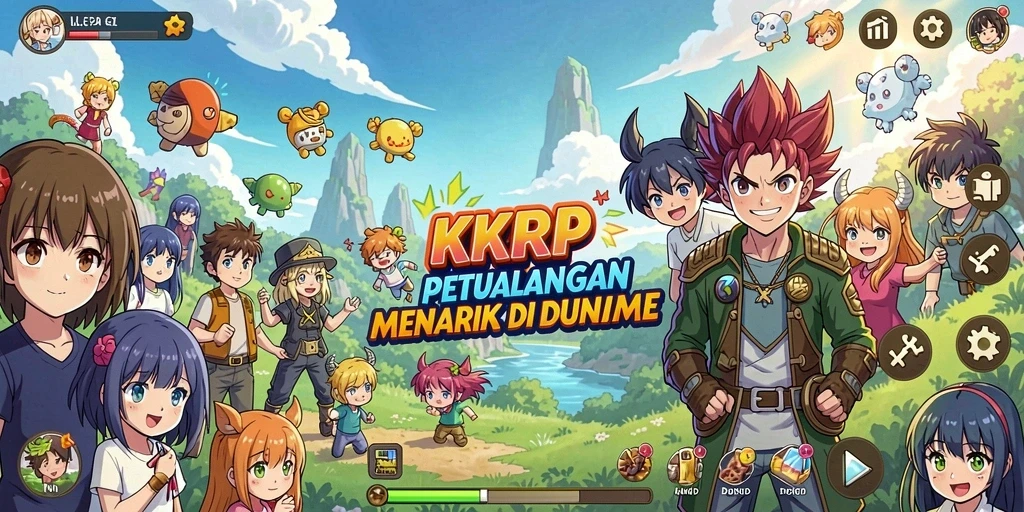 Screenshot permainan KKRP menunjukkan aksi karakter Anime yang menarik.