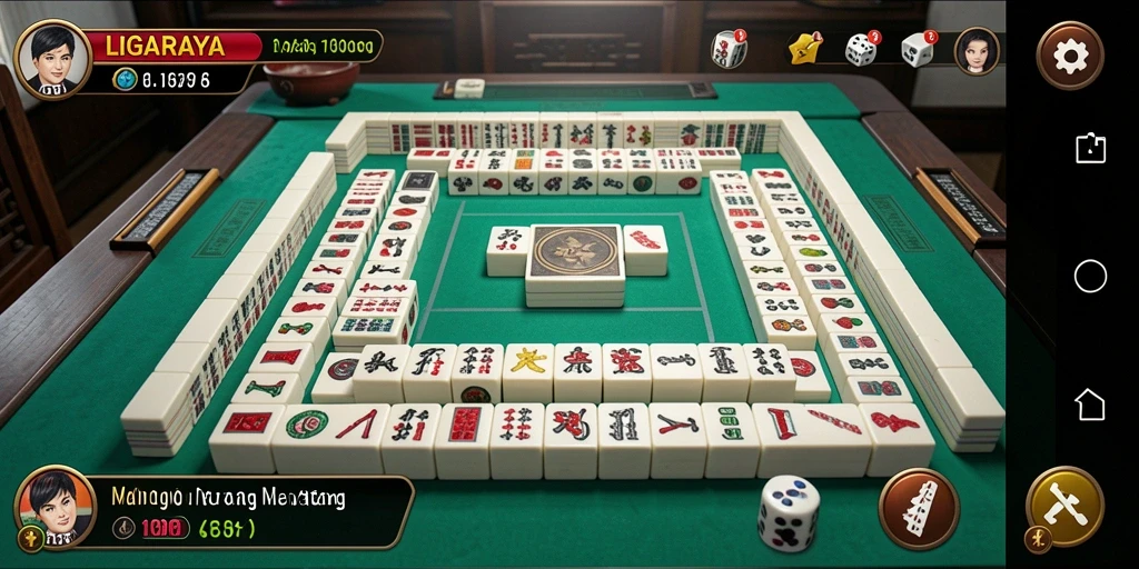 Screenshot gameplay LIGARAYA menunjukkan tantangan Mahjong yang menantang.