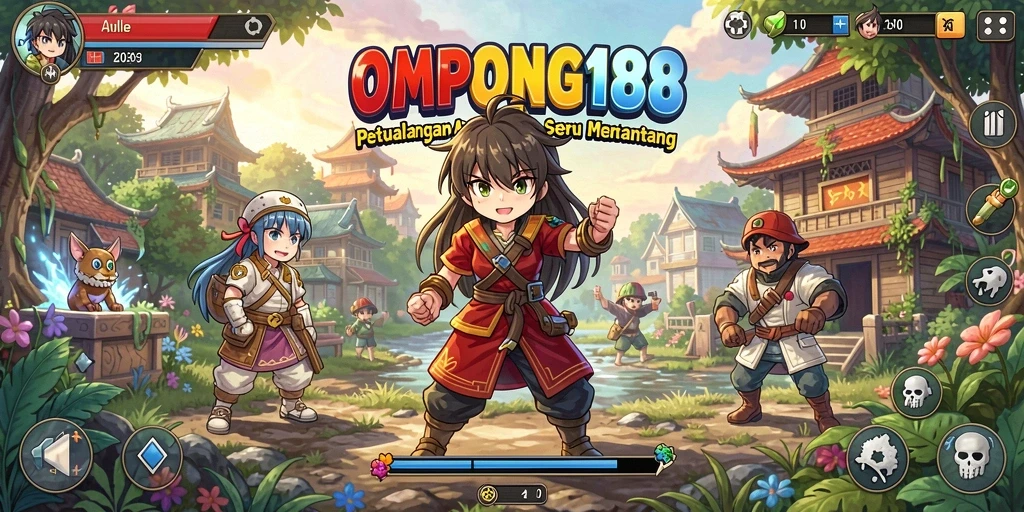 Tampilan gameplay OMPONG188 dengan karakter anime yang menarik.
